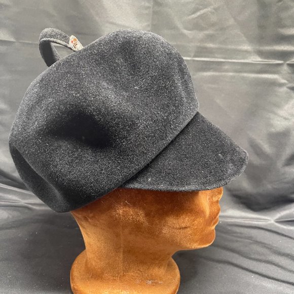 Vintage 60\'s Woman\'s MOD Carnaby Street Style Black Wool Felt Hat Large main image 11